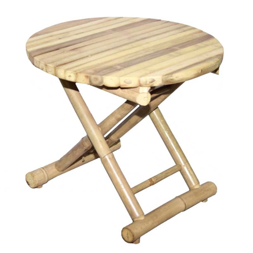 Small Round Bamboo Folding Table 19.75x17